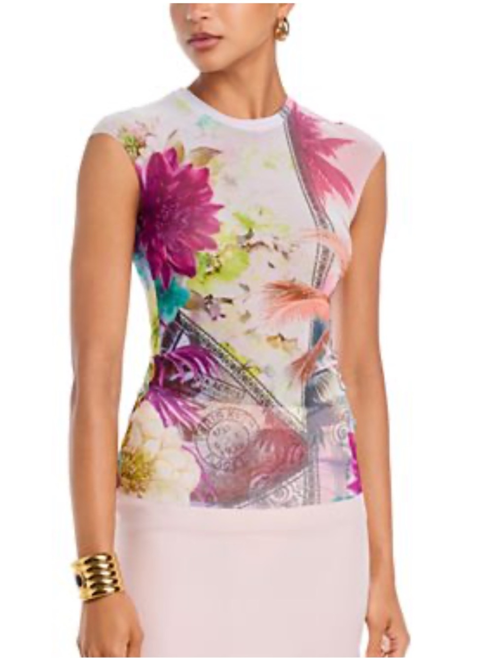 AFRM Nina mesh cap sleeve top in pastel floral print size XS